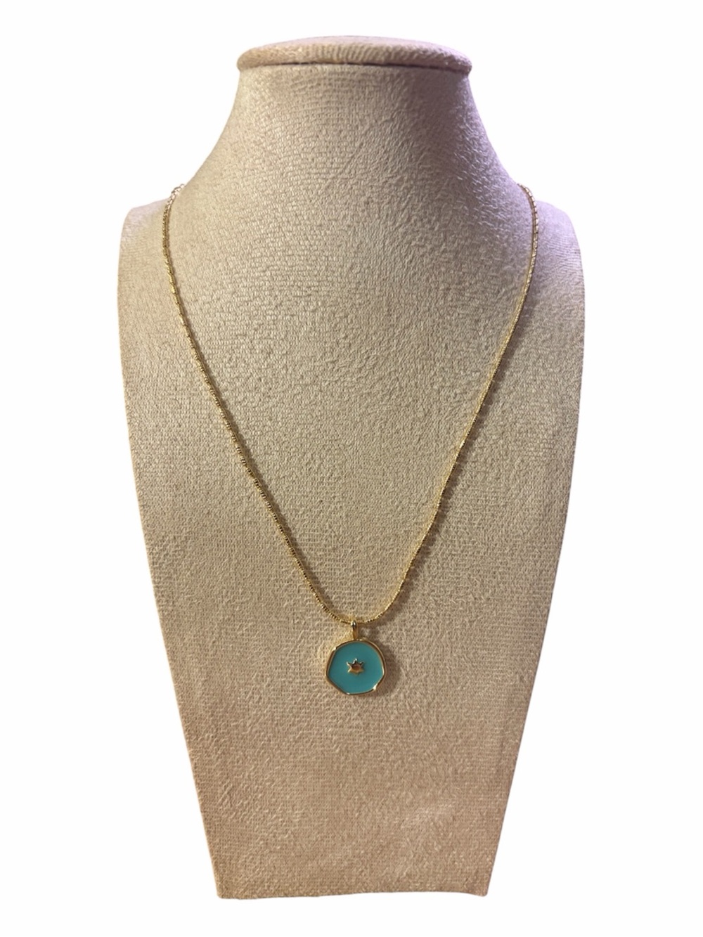 Gold Plated Chain Necklace with Turquoise Star Pendant - Women Jewelry